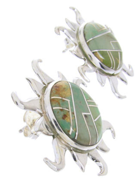 Southwestern Turquoise Sterling Silver Sun Post Earrings AW68265